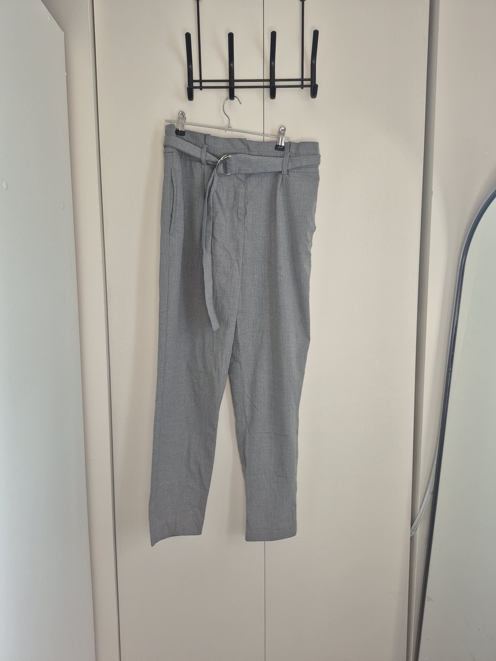 Dynamite Grey Straight-Leg Belted Trousers